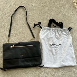 Knomo London black leather crossbody bag